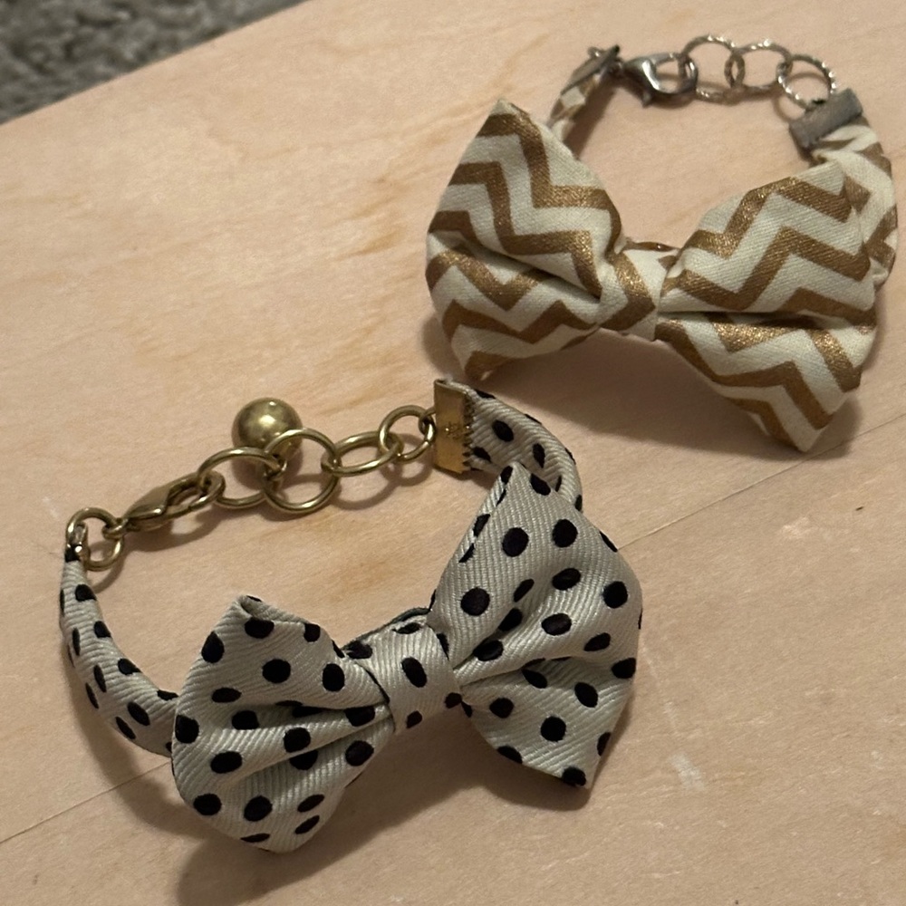 Polka Dot and Chevron Bow Tie Bracelet Set